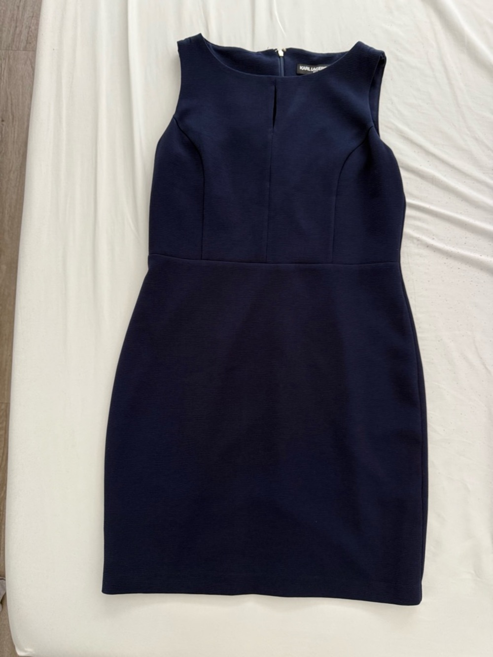 Karl Lagerfeld Midnight Navy Sleeveless Sheath Midi Dress | Size 12